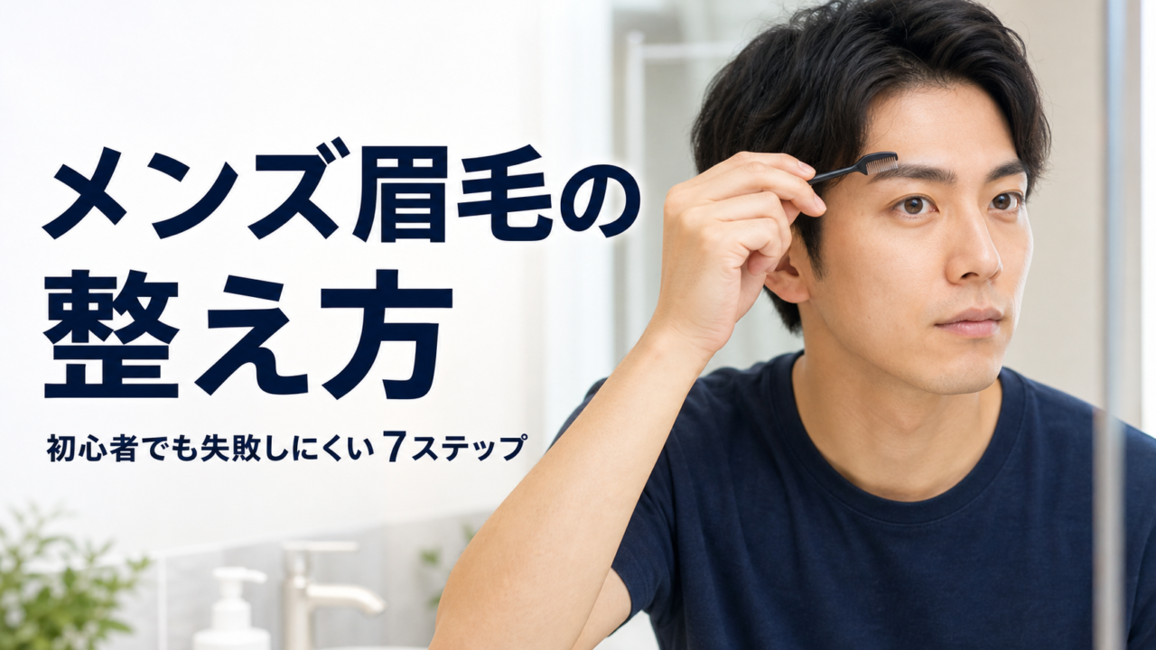 メンズ眉毛の整え方を初心者向けに解説するアイキャッチ