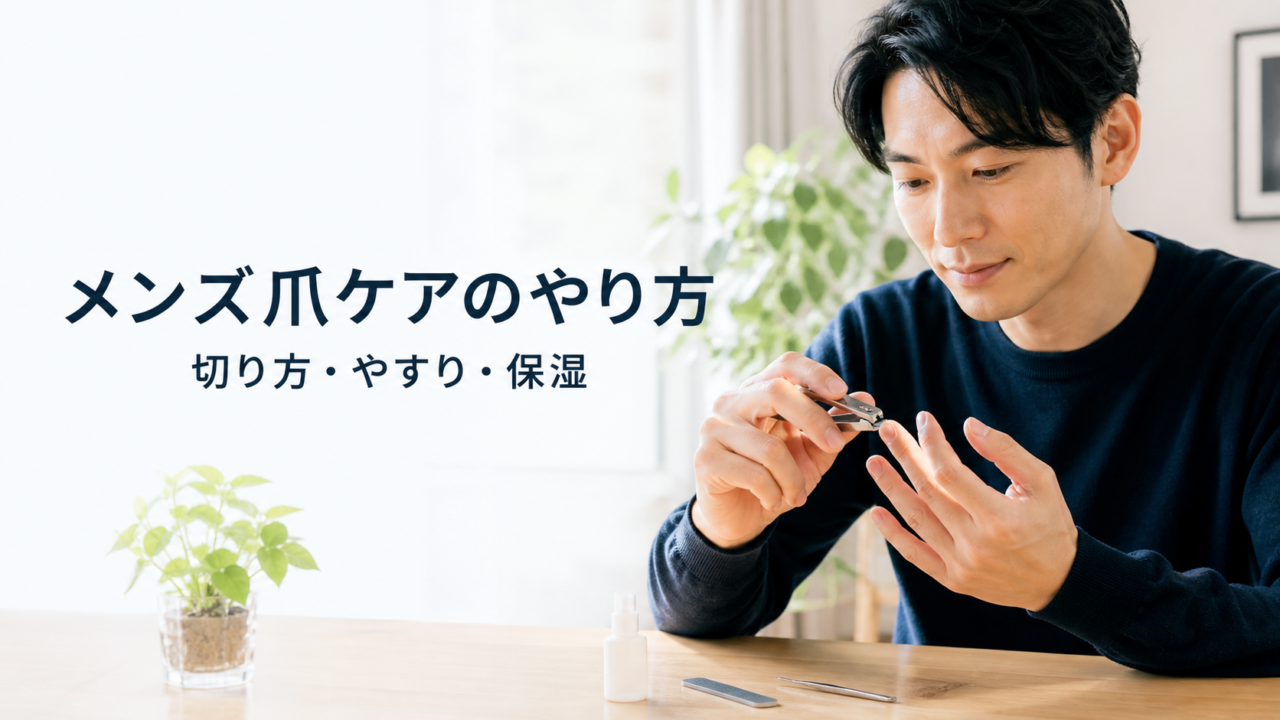 メンズ爪ケアの切り方・やすり・保湿を初心者向けに解説するアイキャッチ