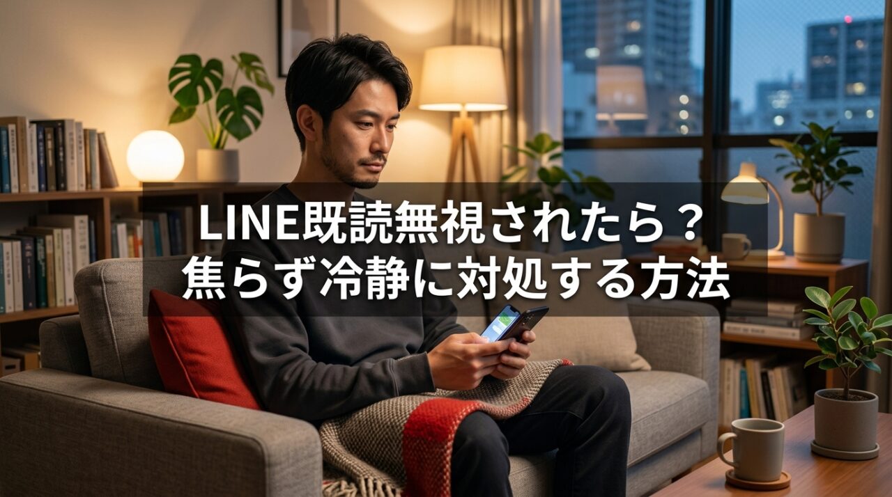 LINEの既読無視を見て落ち着いて考える男性