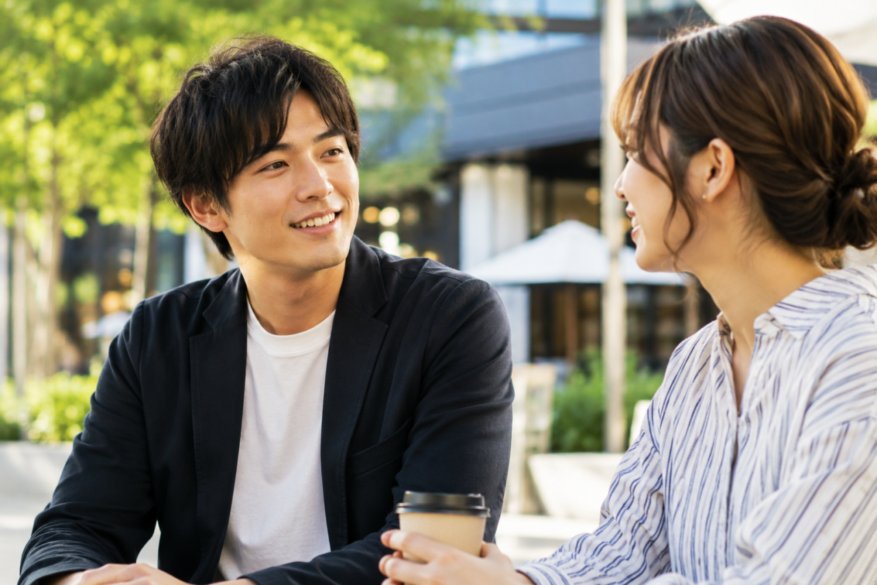 緊張がほぐれ自然に会話できている男女