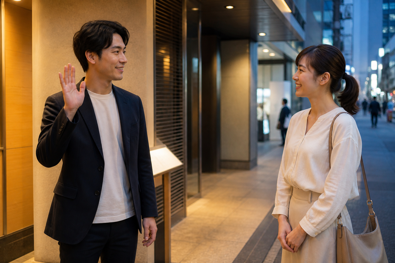 別れ際に自然にLINEを交換する男女