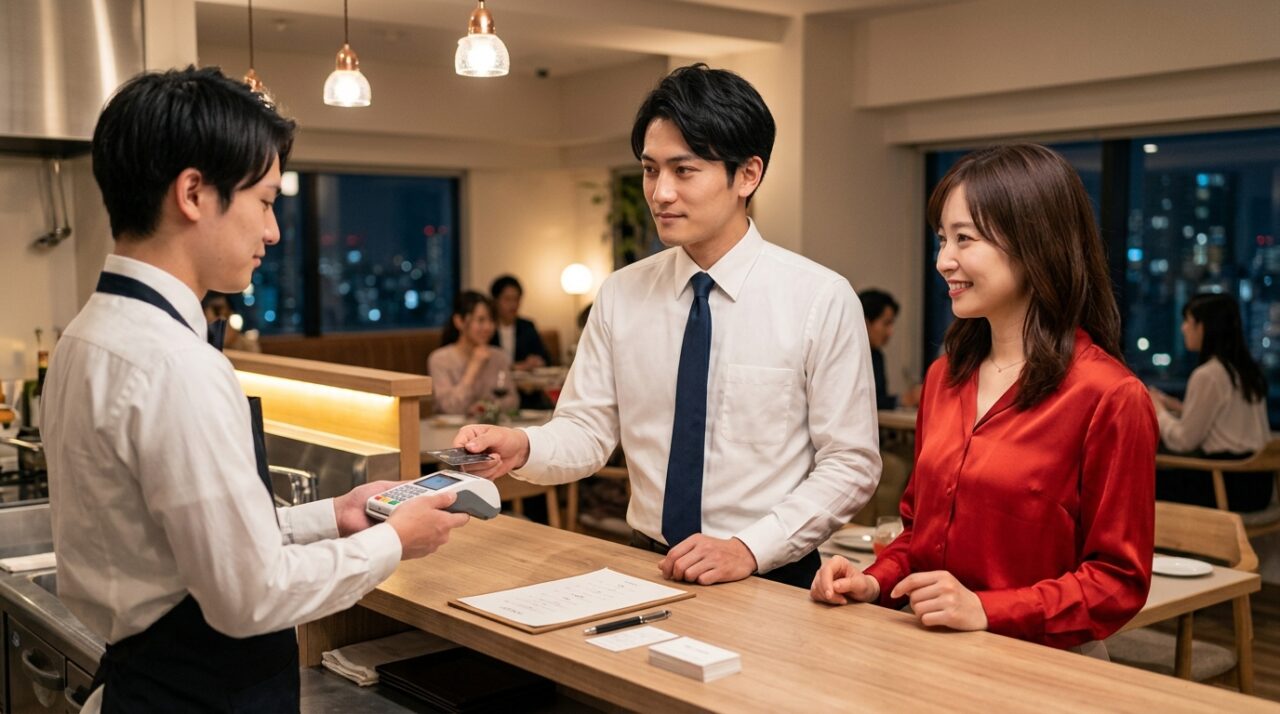 会計をスマートに済ませる男性