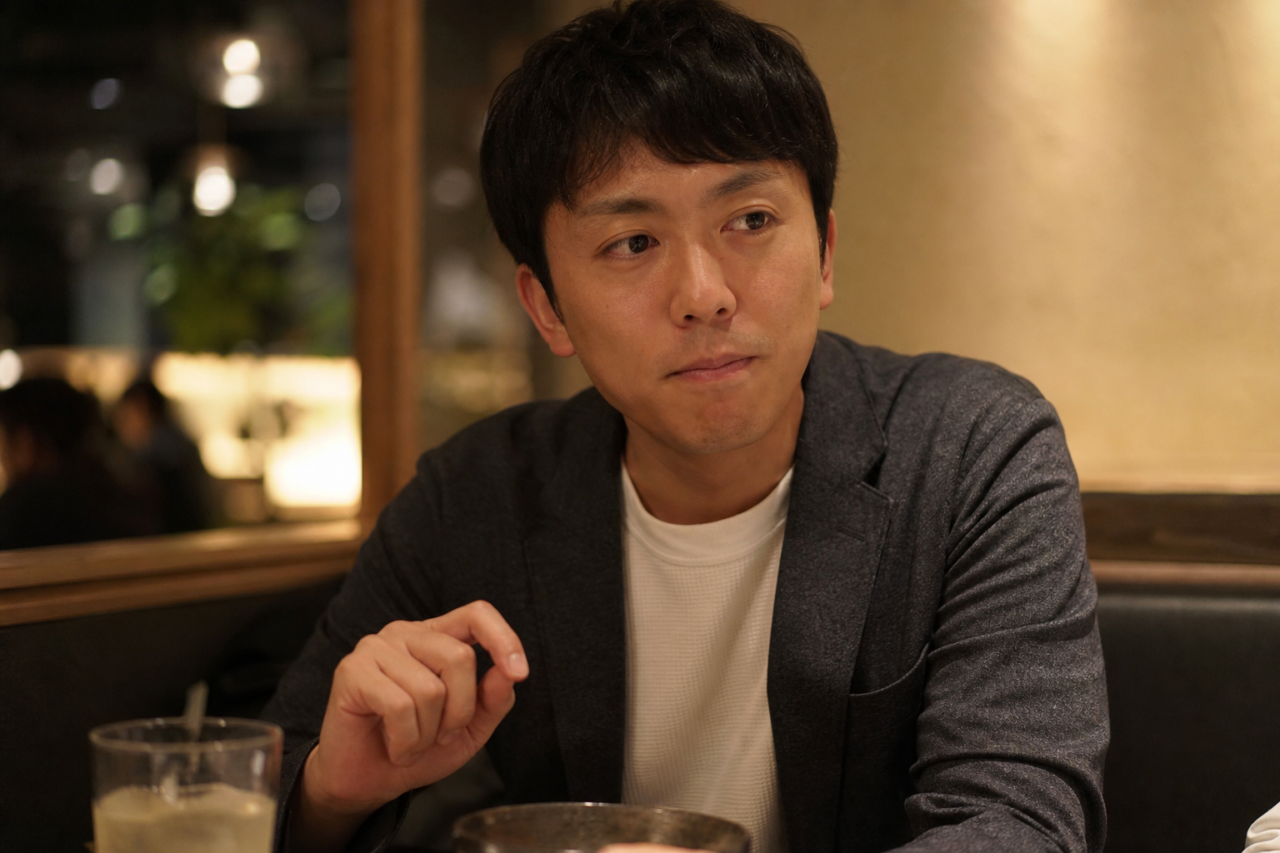 会話の話題を考えている男性