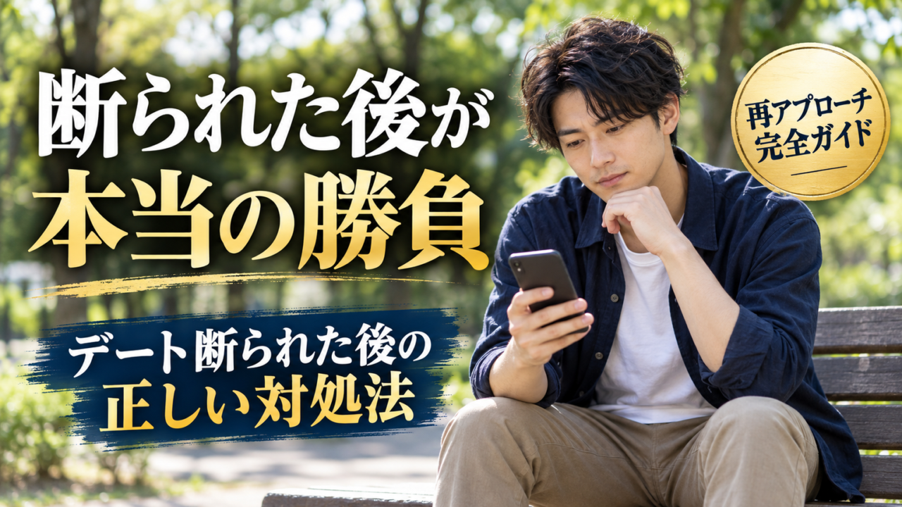 公園のベンチでスマートフォンを見ながら考え込んでいる男性のシーン